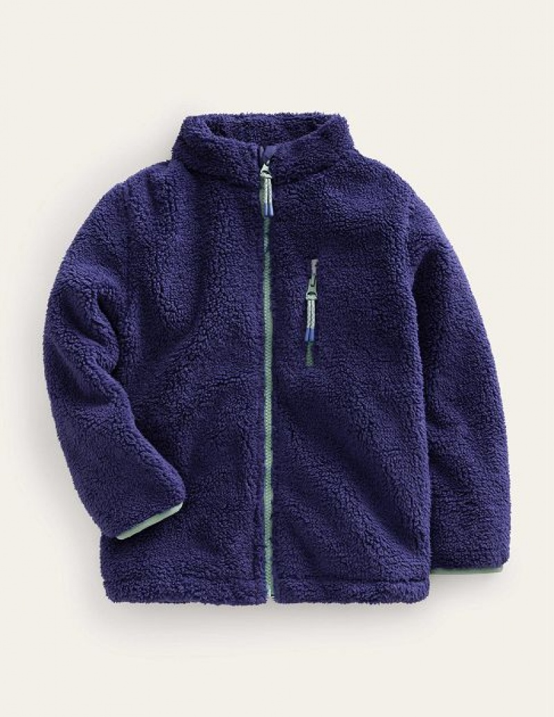 Navy Kids' Boden Cosy Windproof Fleece Jackets | 14803YURT