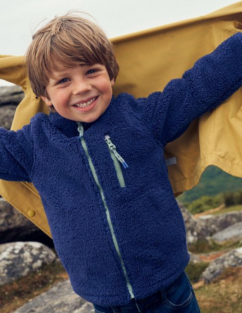 Navy Kids\' Boden Cosy Windproof Fleece Jackets | 14803YURT