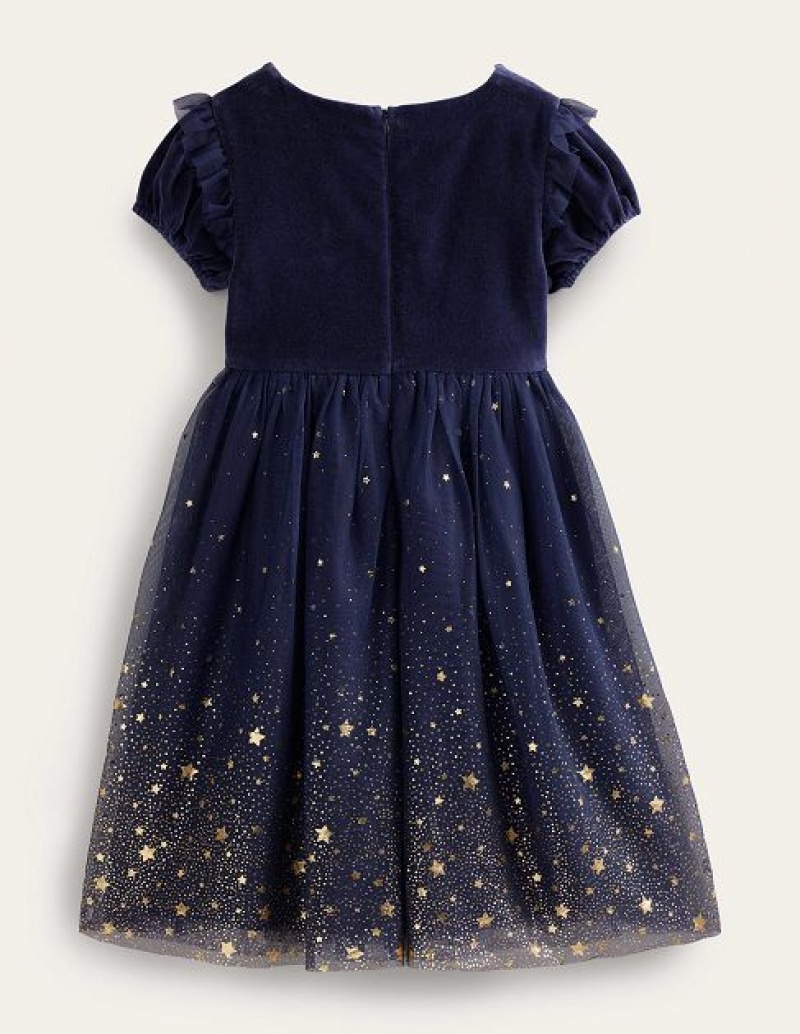 Navy Kids' Boden Dip Dye Metallic Party Dress | 72895HDNY