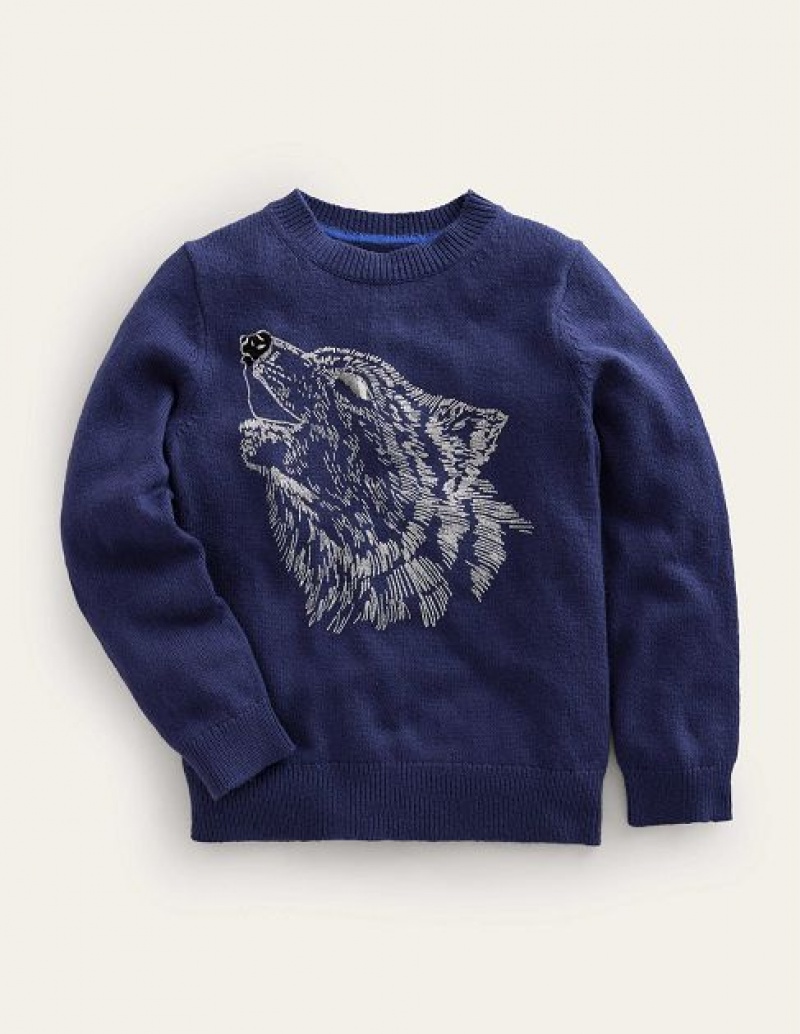 Navy Kids' Boden Fun Cosy Sweaters | 97405BWEY