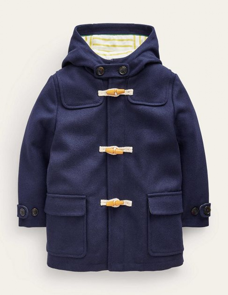 Navy Kids\' Boden Hooded Duffle Coats | 48729IZBU