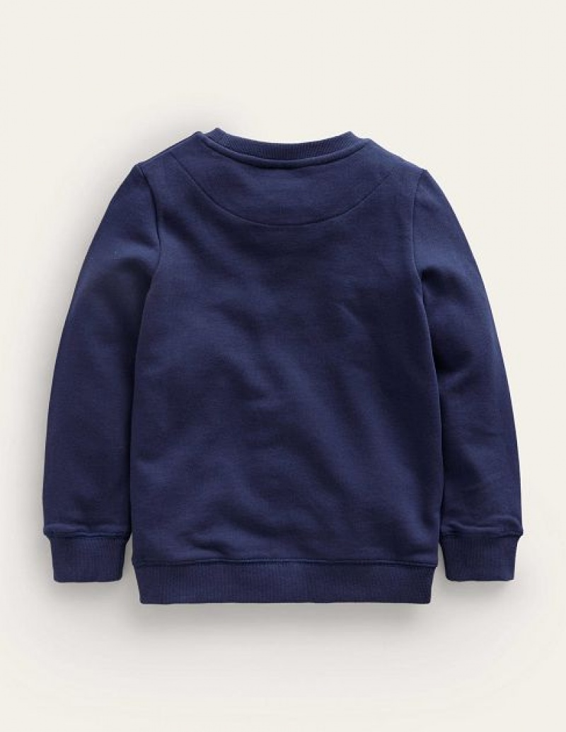 Navy Kids' Boden Logo Applique Sweatshirts | 50276HRNJ