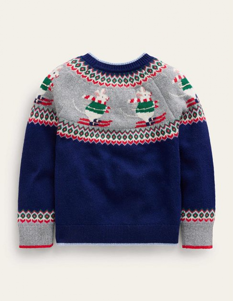 Navy Kids' Boden Novelty Fair Isle Sweaters | 86317HDMY