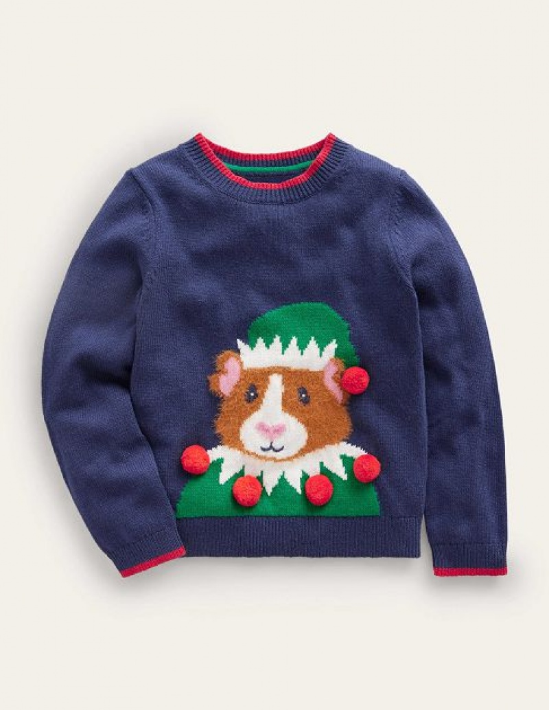 Navy Kids\' Boden Novelty Sweaters | 37490VSME