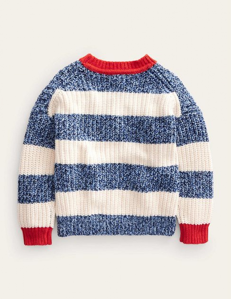 Navy Kids' Boden Ribbed Stripe Sweaters | 26405TLES