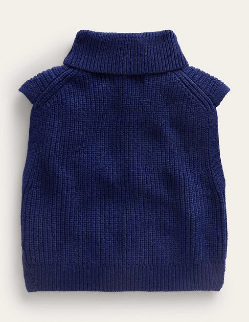 Navy Kids' Boden Roll Neck Tanks | 54129RJBU