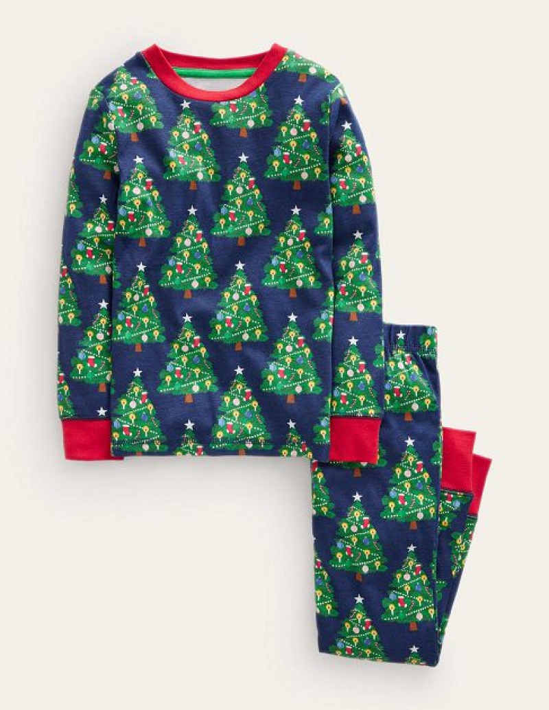 Navy Kids\' Boden Single Glow-in-the-dark Pajamas | 79165BGDR