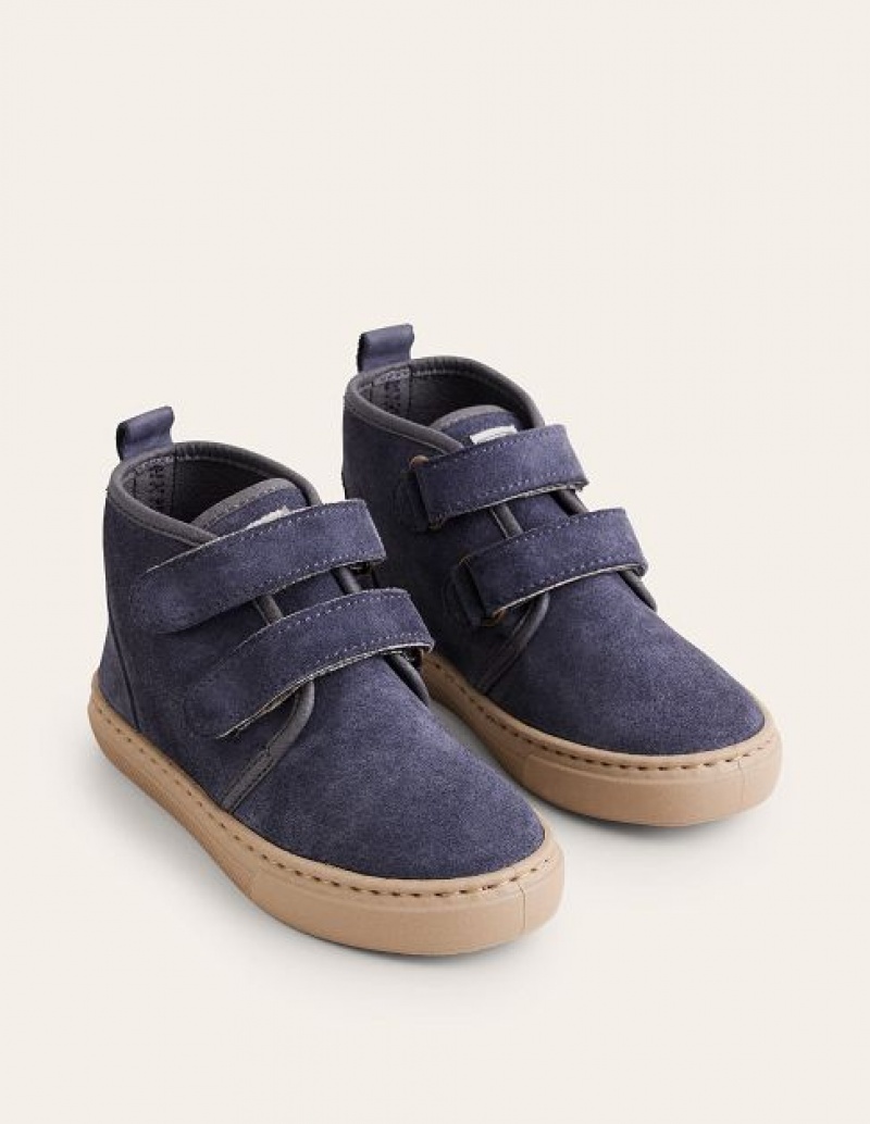 Navy Kids' Boden Suede Strap Boots | 18672CVOI