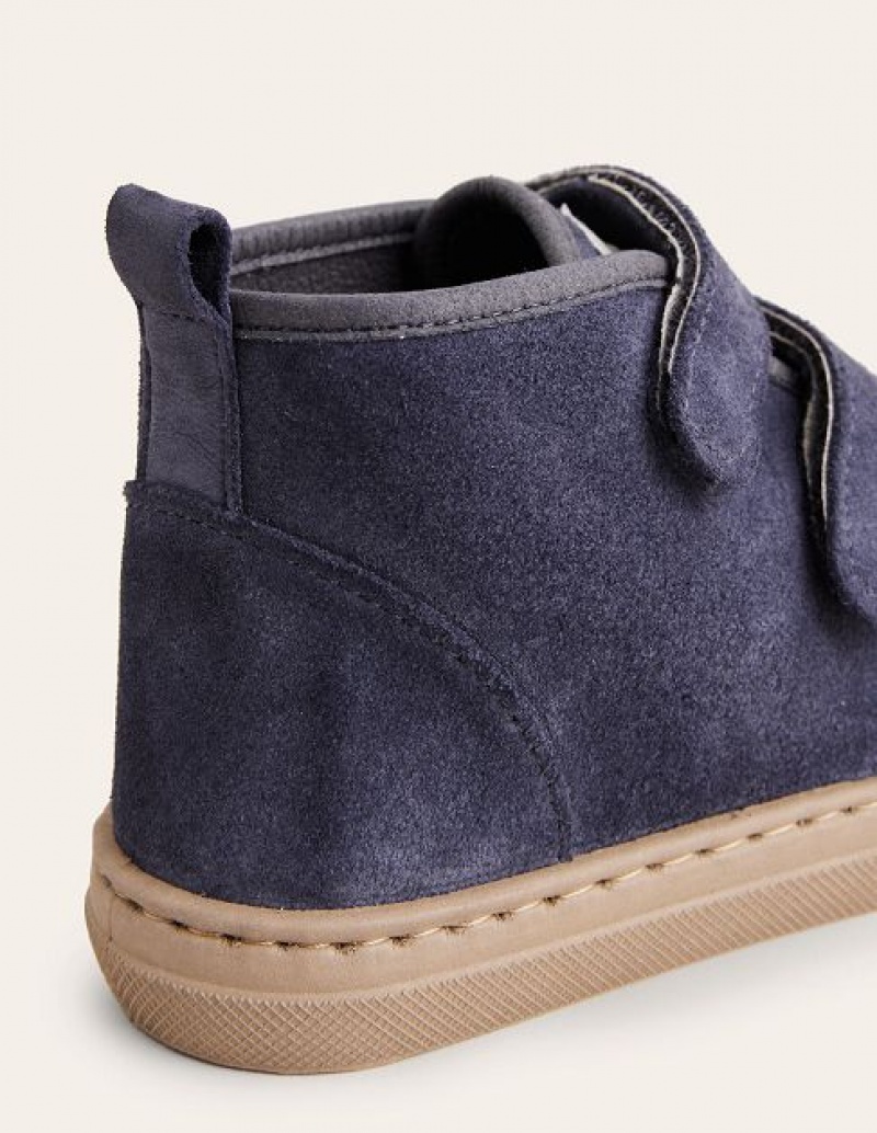 Navy Kids' Boden Suede Strap Boots | 18672CVOI