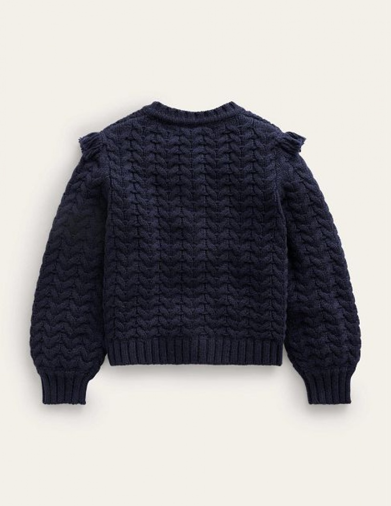 Navy Kids' Boden Tassle Cardigan | 98627VXJG