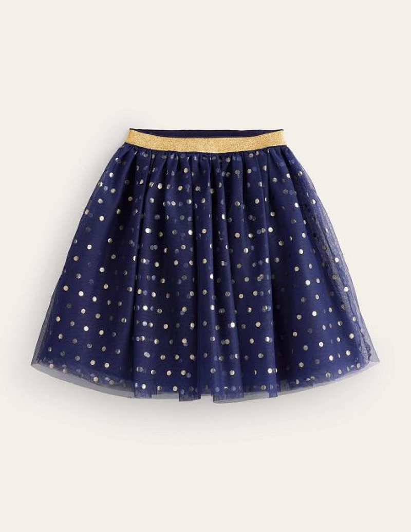 Navy Kids' Boden Tulle Metallic Skirts | 72190GYXA