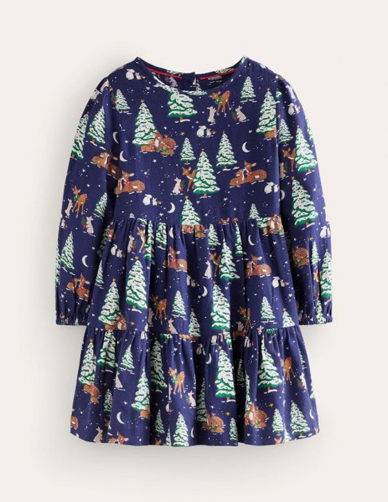 Navy Kids' Boden Twirly Cotton Dress | 10768CDZU