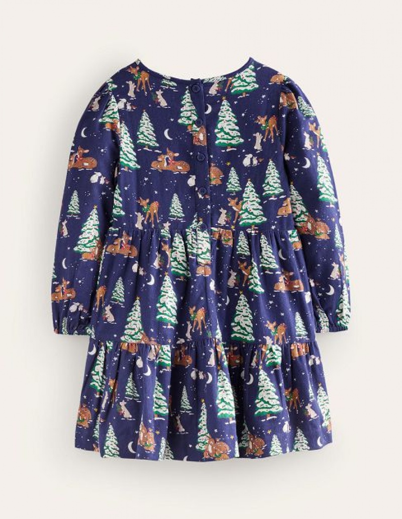 Navy Kids' Boden Twirly Cotton Dress | 10768CDZU