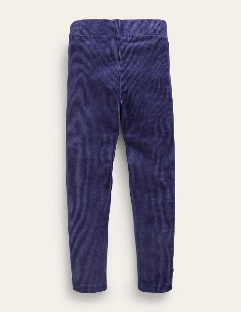 Navy Kids' Boden Velour Rib Leggings | 63059EWAN