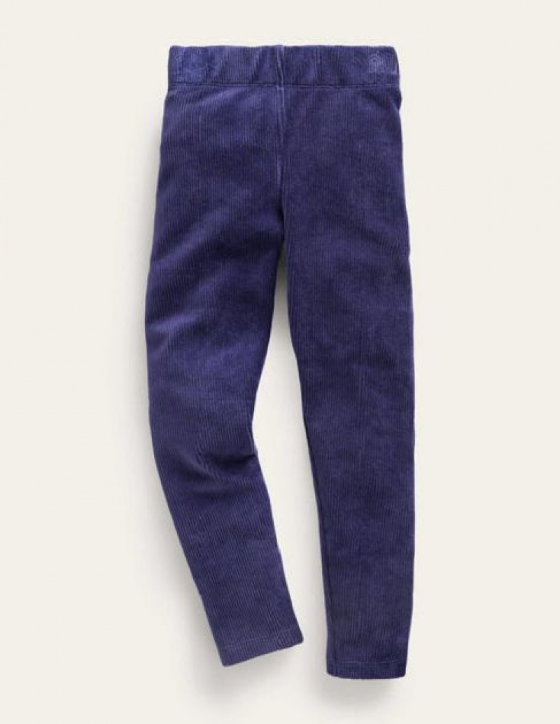 Navy Kids' Boden Velour Rib Leggings | 63059EWAN