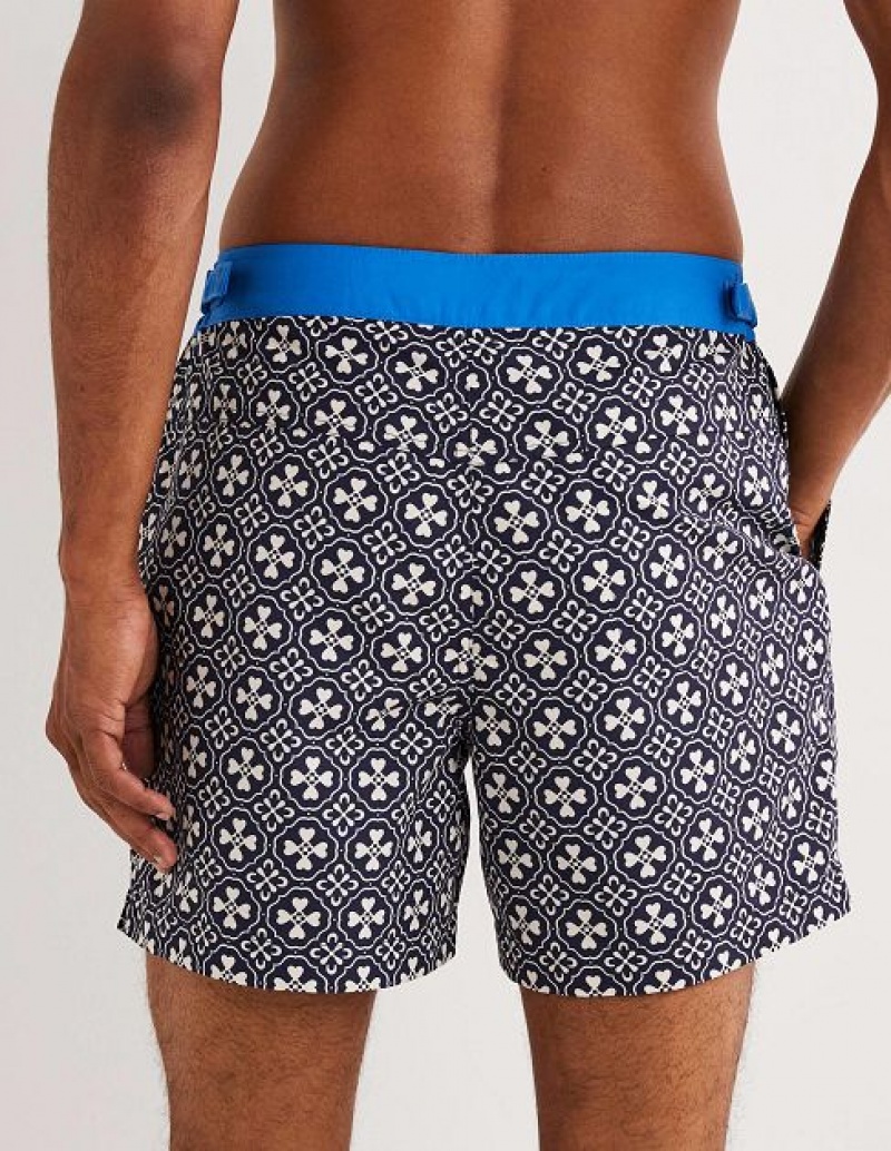 Navy Men's Boden Fixed Waist Swim Shorts | 29730TQVF