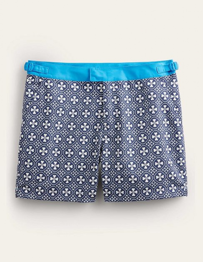 Navy Men's Boden Fixed Waist Swim Shorts | 29730TQVF