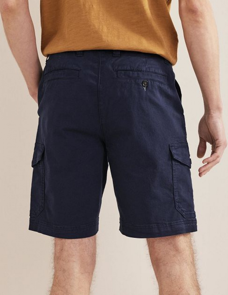 Navy Men's Boden Garment Dye Cargo Shorts | 94860XJHL