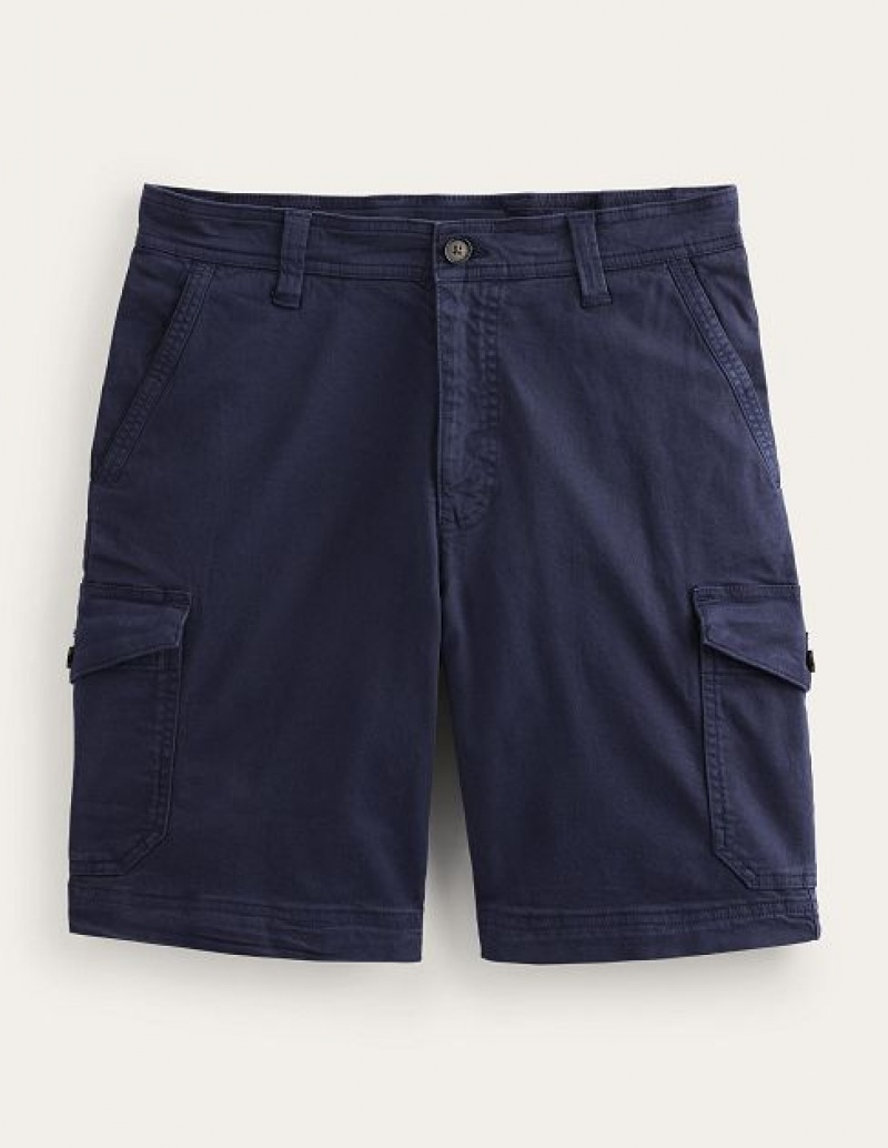 Navy Men's Boden Garment Dye Cargo Shorts | 94860XJHL