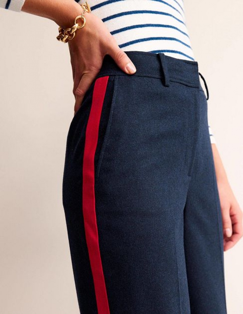 Navy Red Stripes Women's Boden Westbourne Wool Pants | 81947GIOF