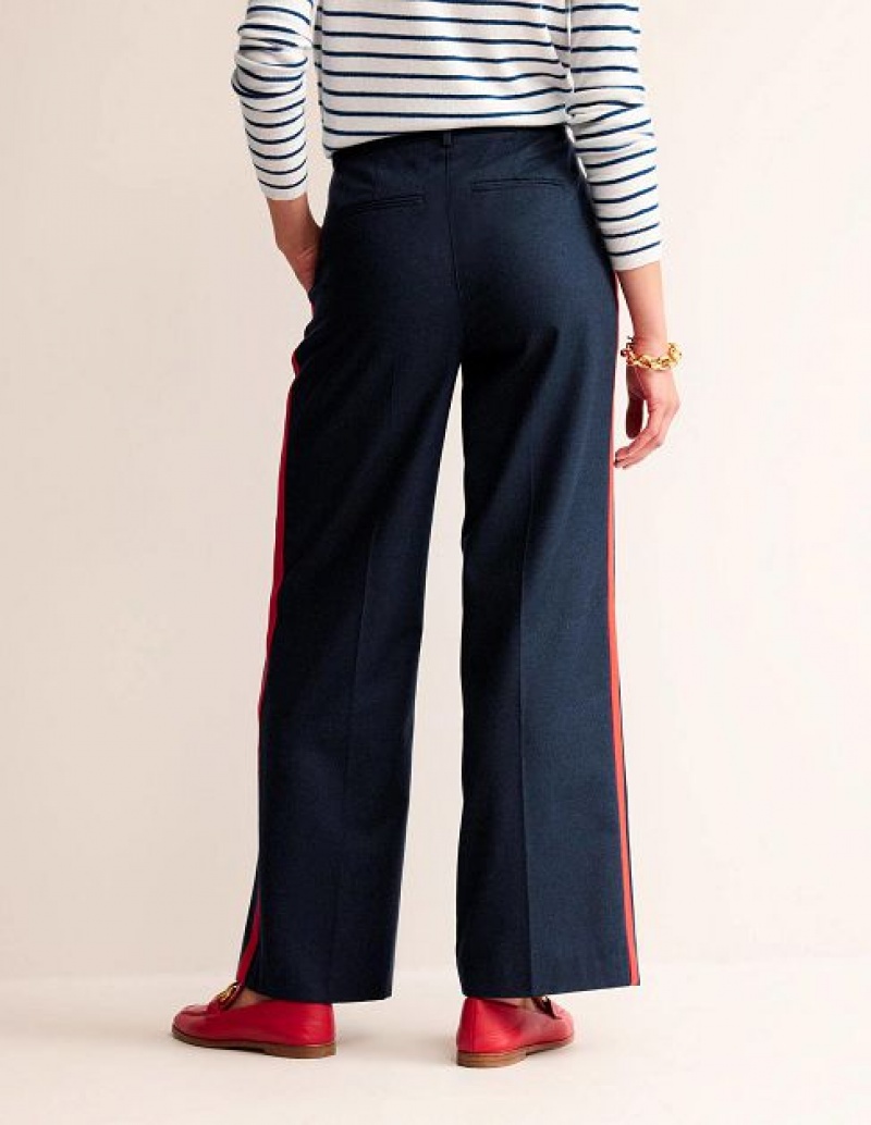 Navy Red Stripes Women's Boden Westbourne Wool Pants | 81947GIOF