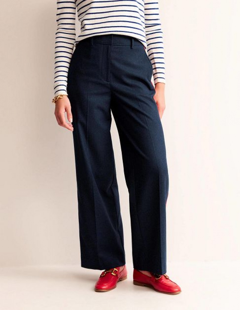 Navy Red Stripes Women's Boden Westbourne Wool Pants | 81947GIOF