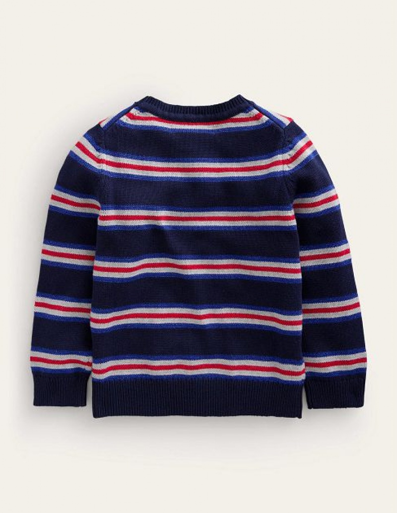 Navy Stripes Kids' Boden Sparkle Stripe Sweaters | 59412PVGA