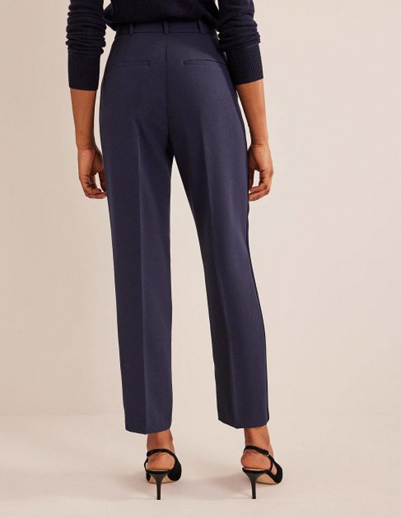 Navy Stripes Women's Boden Straight Leg Crepe Pants | 18540VLIH