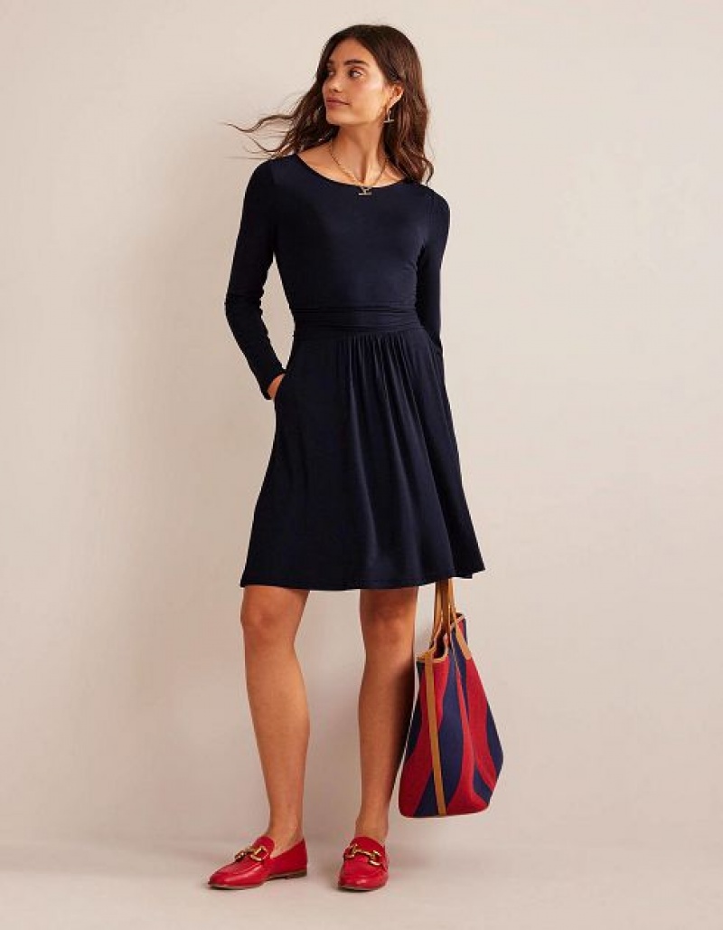 Navy Women's Boden Abigail Jersey Dress | 86243PEGB