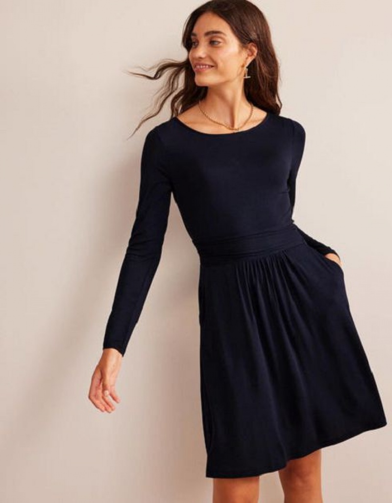 Navy Women's Boden Abigail Jersey Dress | 86243PEGB