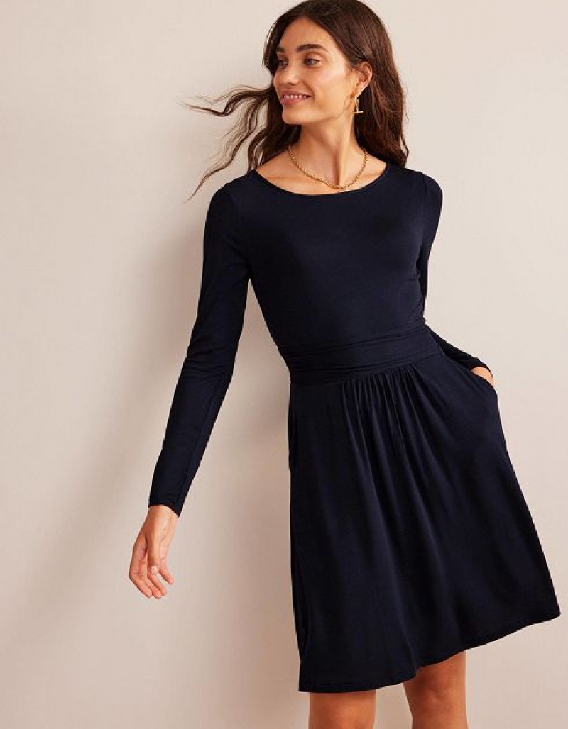 Navy Women\'s Boden Abigail Jersey Dress | 86243PEGB