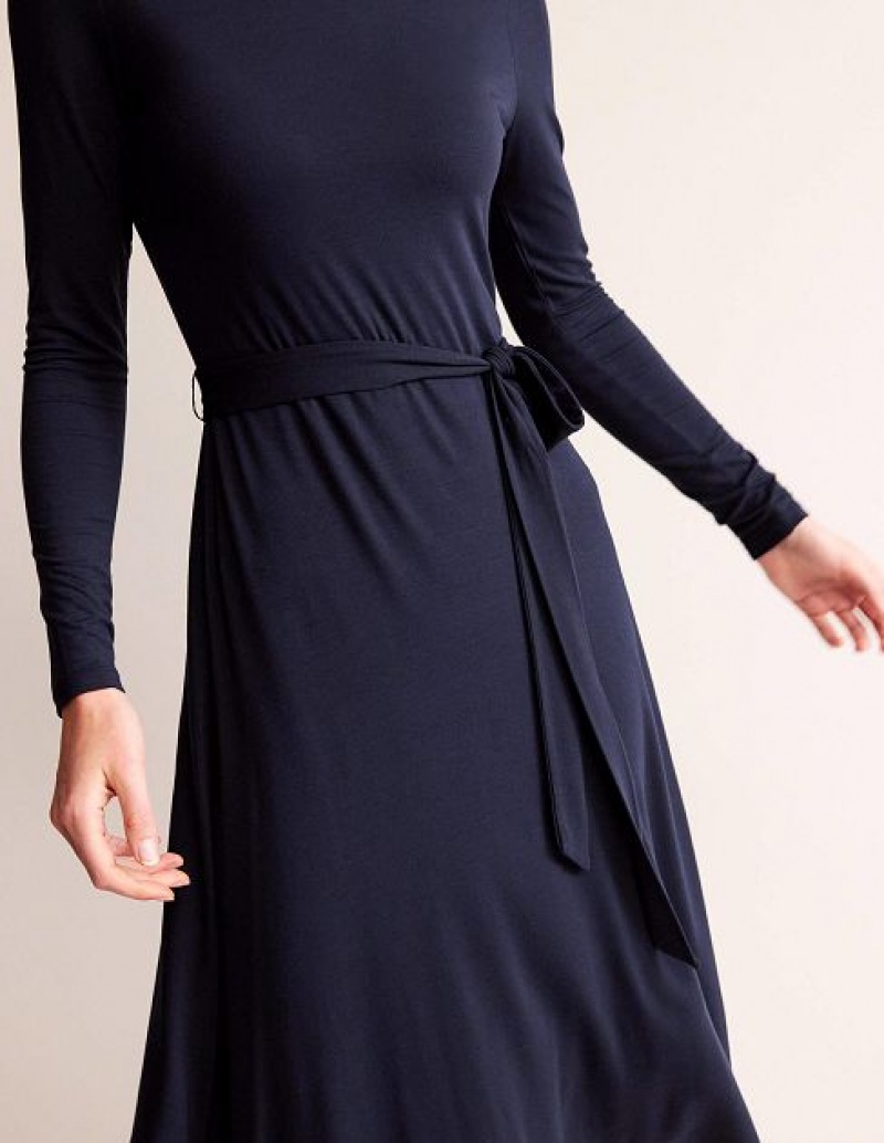 Navy Women's Boden Alberta Jersey Midi Dress | 90852OPJE