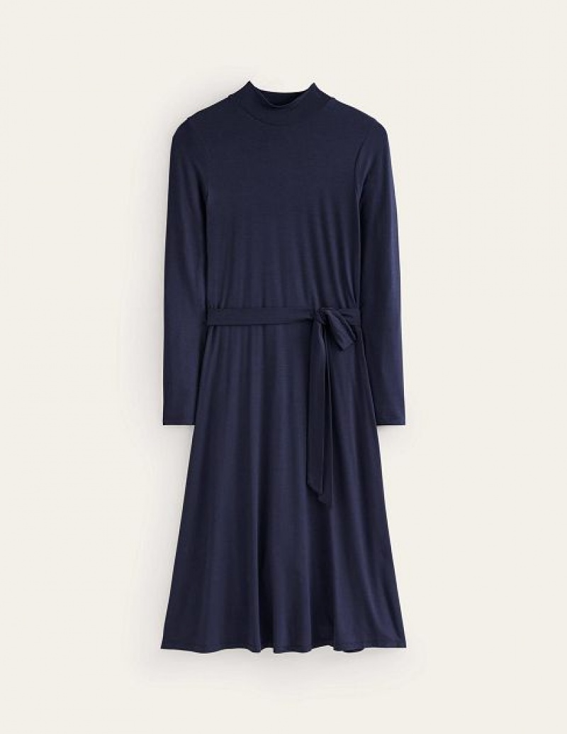 Navy Women's Boden Alberta Jersey Midi Dress | 90852OPJE