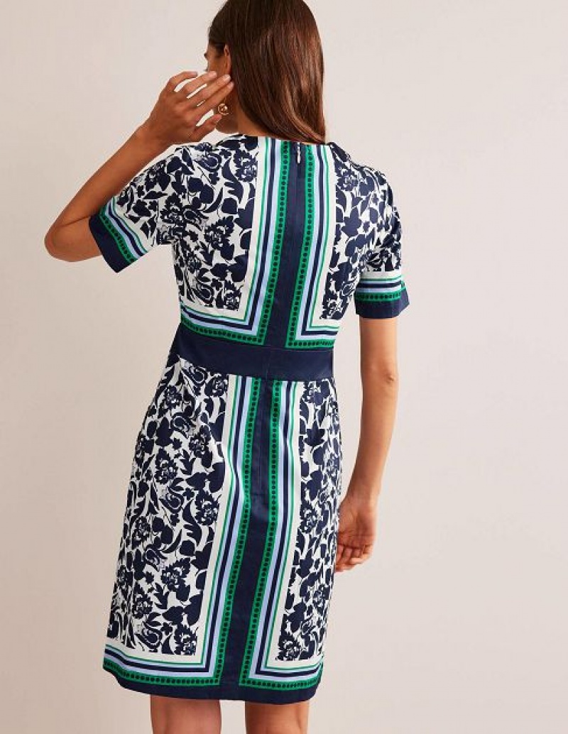 Navy Women's Boden Alexa Cotton Dress | 18925XEKQ