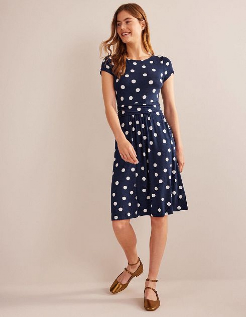 Navy Women's Boden Amelie Jersey Dress | 41506AOUL