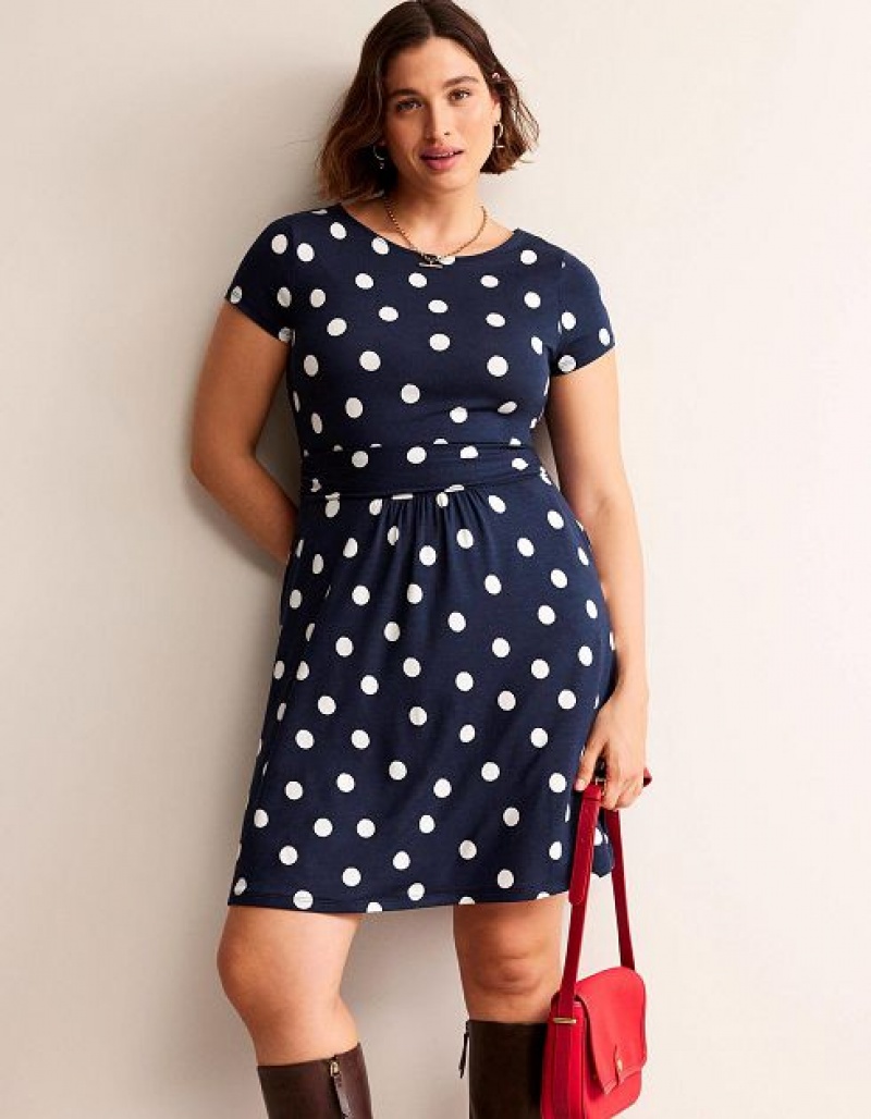 Navy Women's Boden Amelie Jersey Dress | 41506AOUL