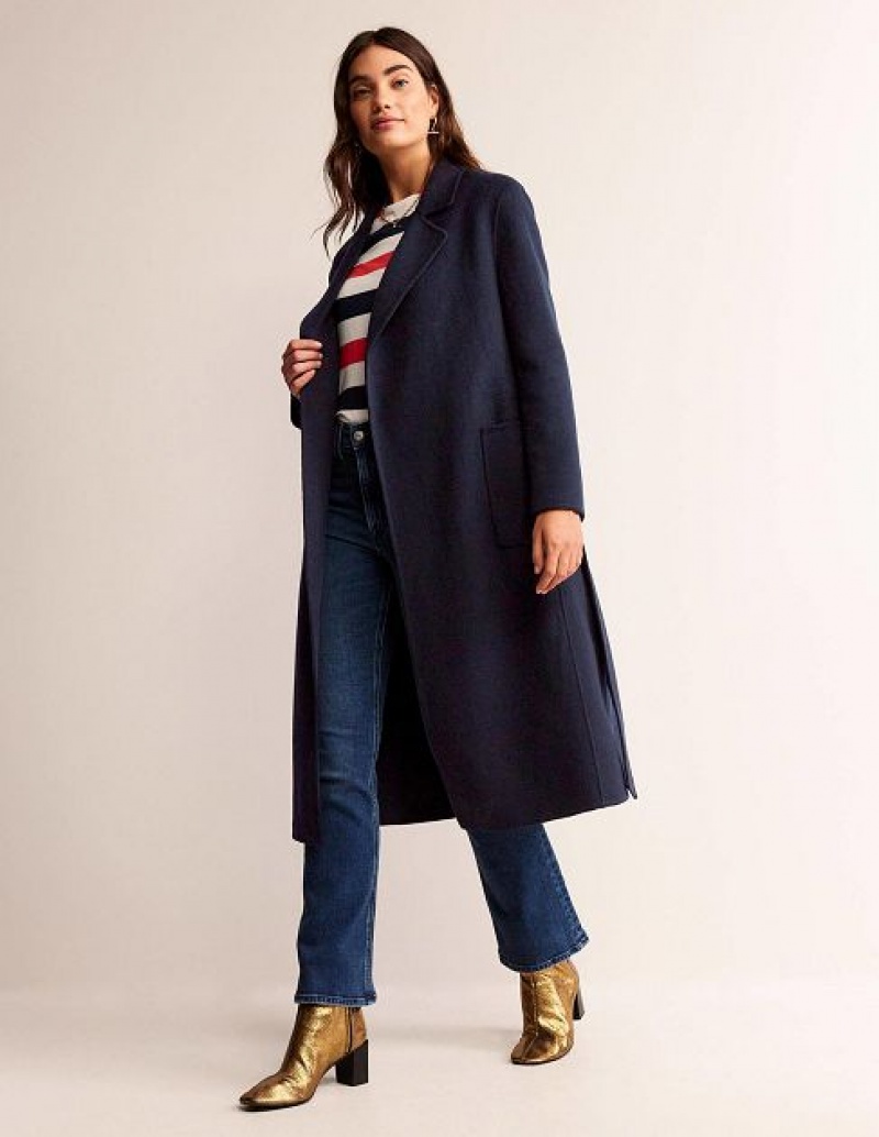 Navy Women's Boden Bristol Wool-blend Coats | 28914THRV