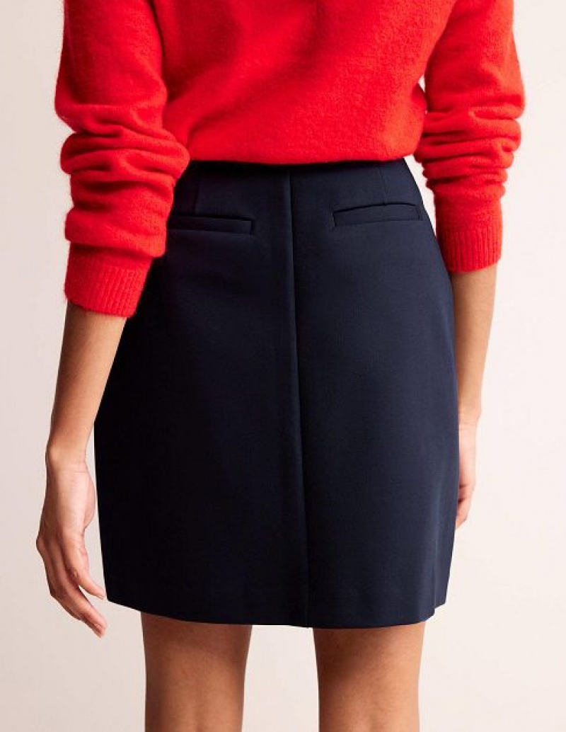 Navy Women's Boden Buttoned Jersey Skirts | 75860KLVG