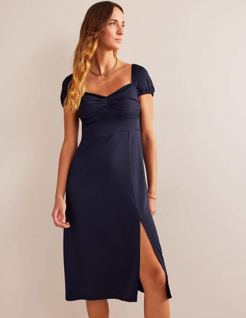 Navy Women's Boden Cap-sleeve Midi Dress | 30576ZJFG