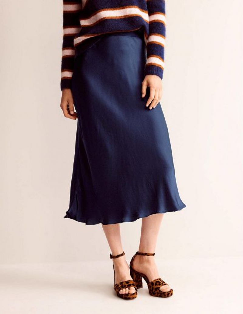 Navy Women's Boden Cecelia Skirts | 29714IFHC