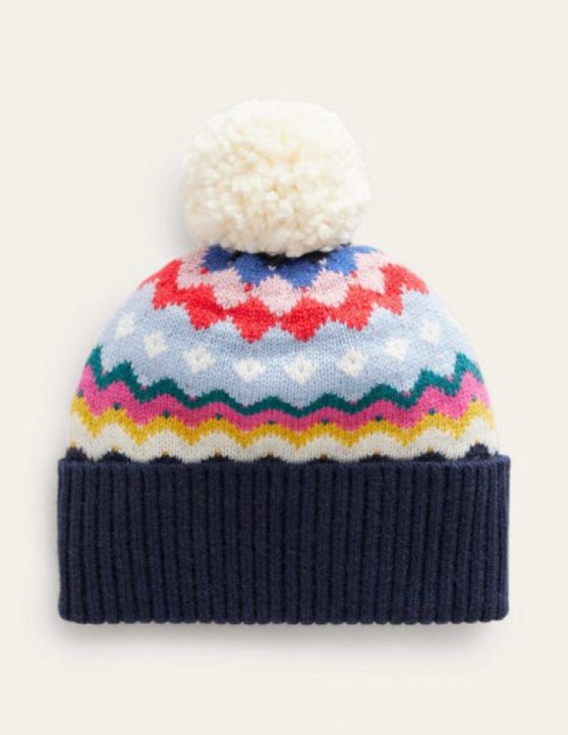 Navy Women's Boden Classic Fair Isle Hats | 75230TSOY