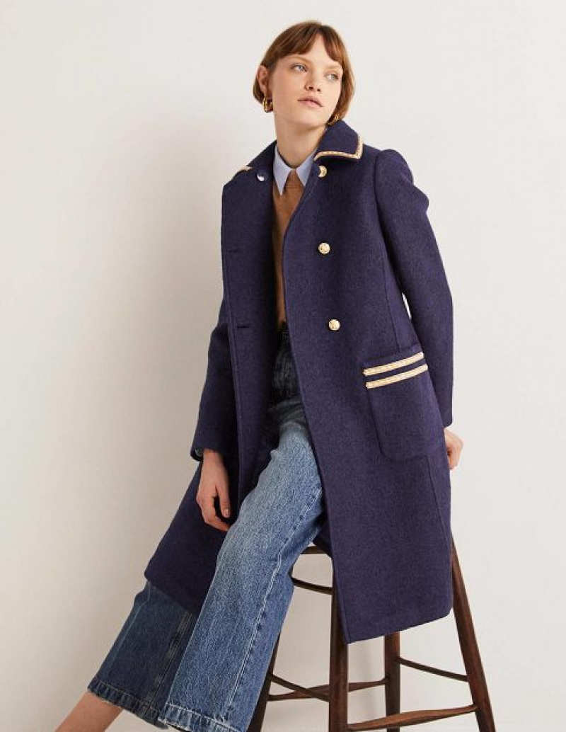 Navy Women's Boden Double Breasted Military Coats | 82745UGFO