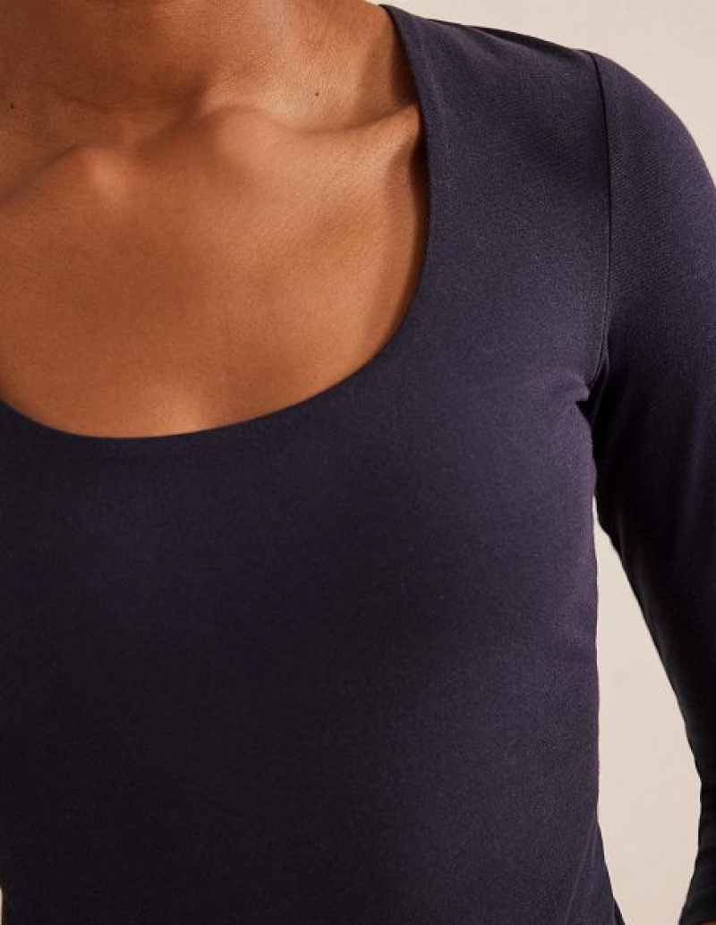 Navy Women's Boden Double Layer Front Tops | 14903ROFG