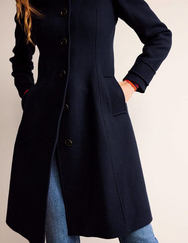 Navy Women's Boden Durham Wool Collared Coats | 71265RVXY