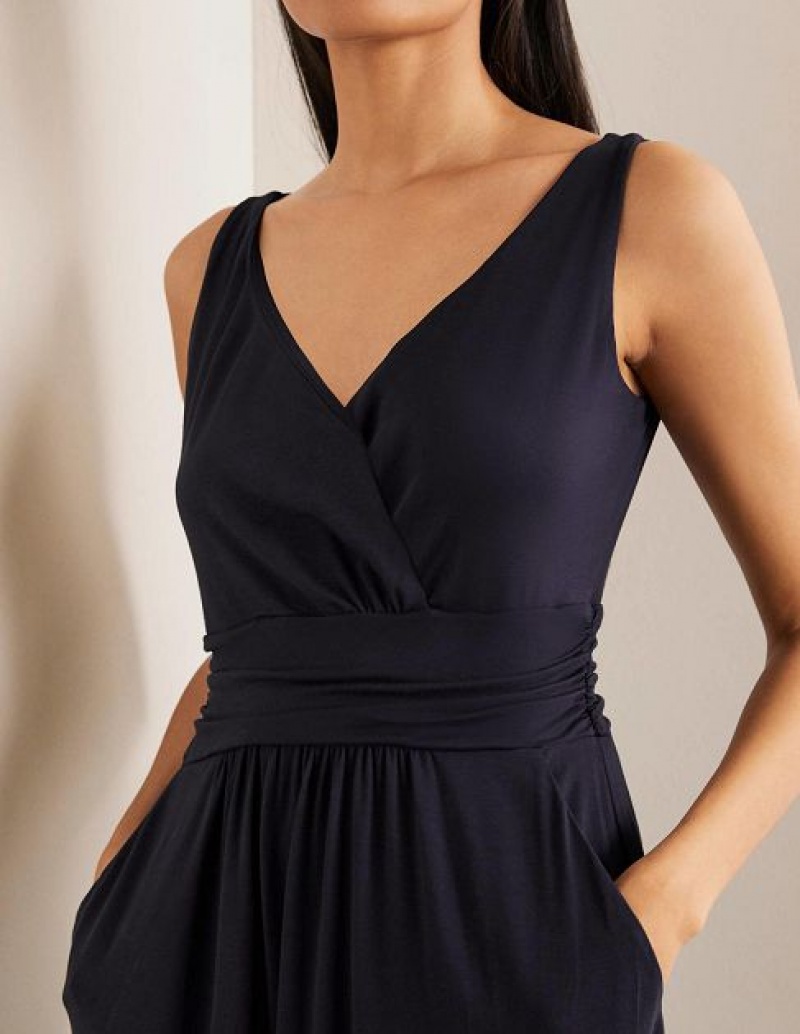 Navy Women's Boden Effie V-neck Jersey Dress | 28569UYJK