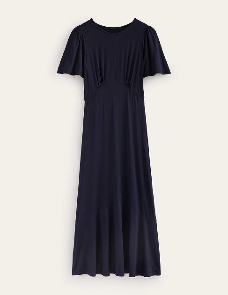 Navy Women's Boden Flippy Jersey Midi Dress | 20754ZPDY