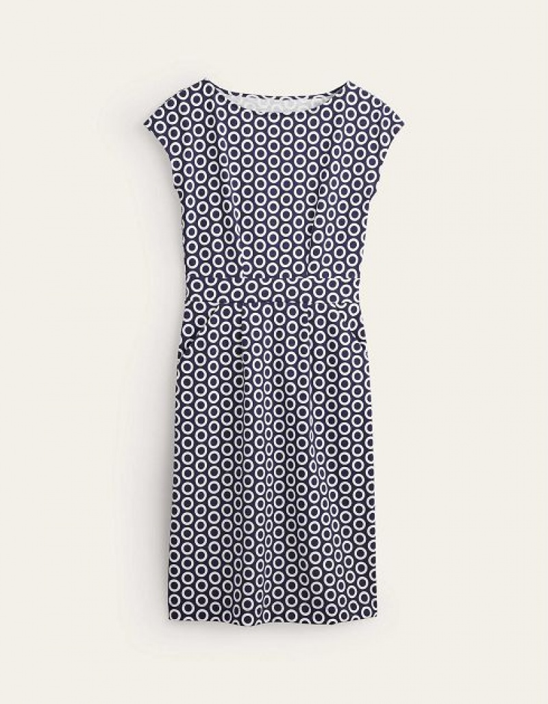 Navy Women's Boden Florrie Jersey Dress | 57609RKHJ