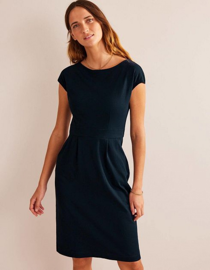 Navy Women's Boden Florrie Jersey Dress | 13074HCBG