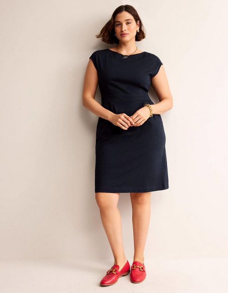 Navy Women's Boden Florrie Jersey Dress | 13074HCBG