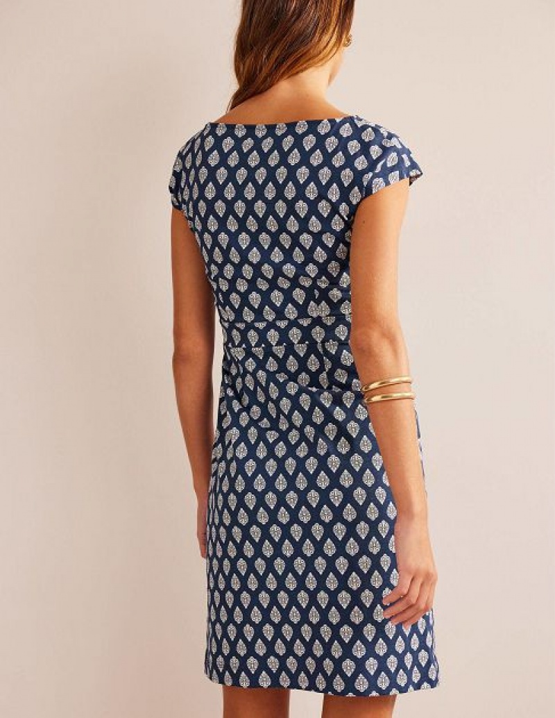 Navy Women's Boden Florrie Jersey Dress | 93208HDPQ